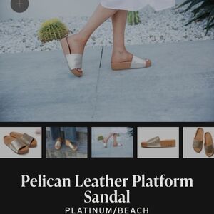 BEEK Pelican Leather Platform SandalPLATINUM/BEACH 8, NEW NEVER USED
